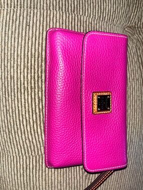 Dooney & Bourke Hot Pink Pebbled Leather Wristlet Wallet